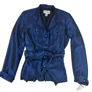 Joseph Ribkoff Belted Button-Up Jacket Royal Blue Size 6 US